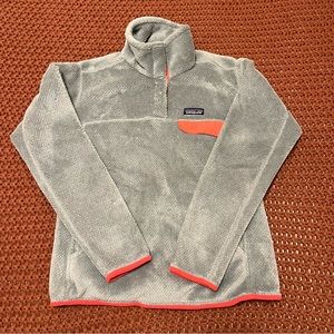 Patagonia Snap-T Fleece Pullover Jacket Gray and Coral Women's Medium